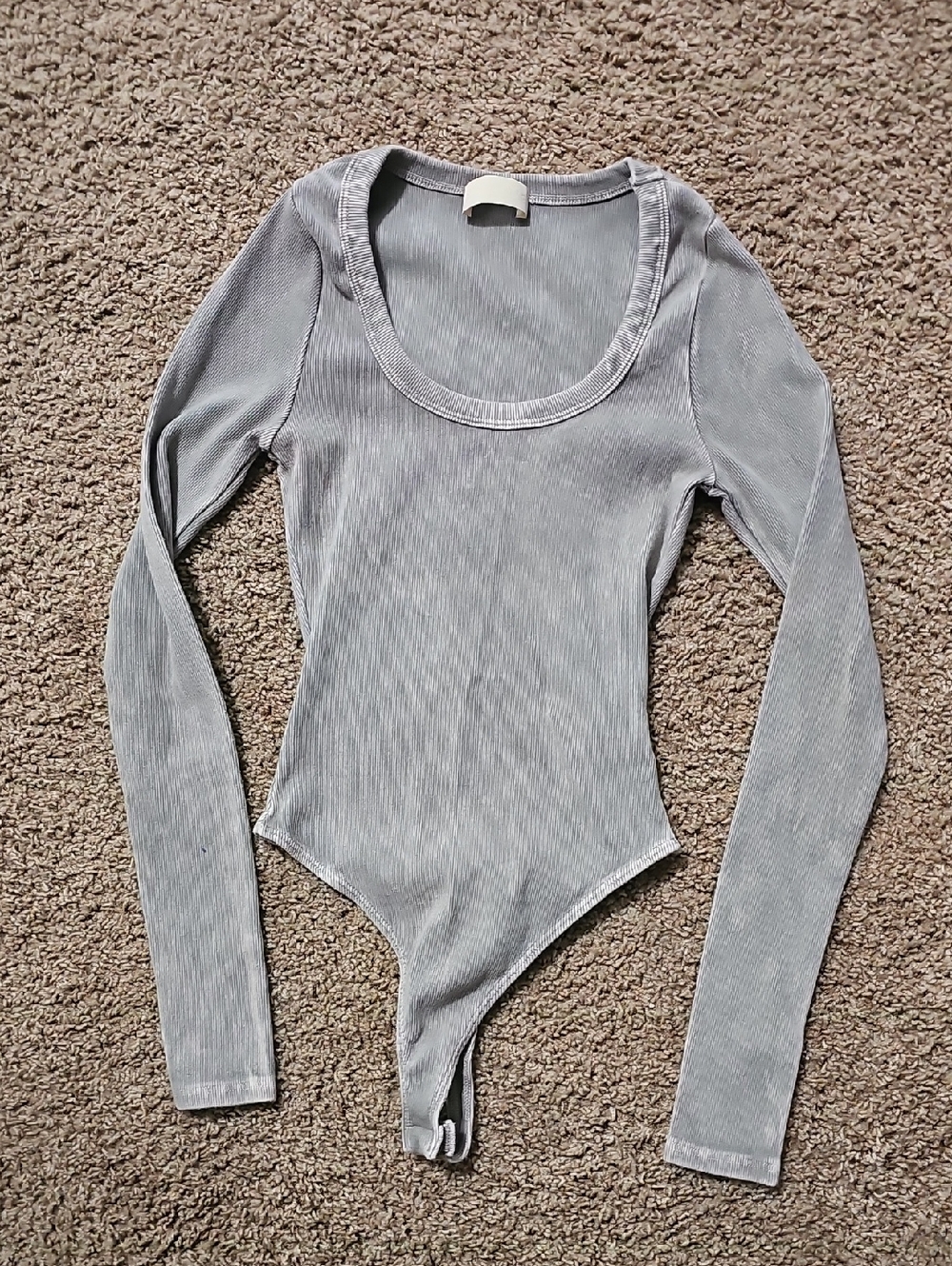Luxe Ribbed Scoop Neck Bodysuit - Light Gray